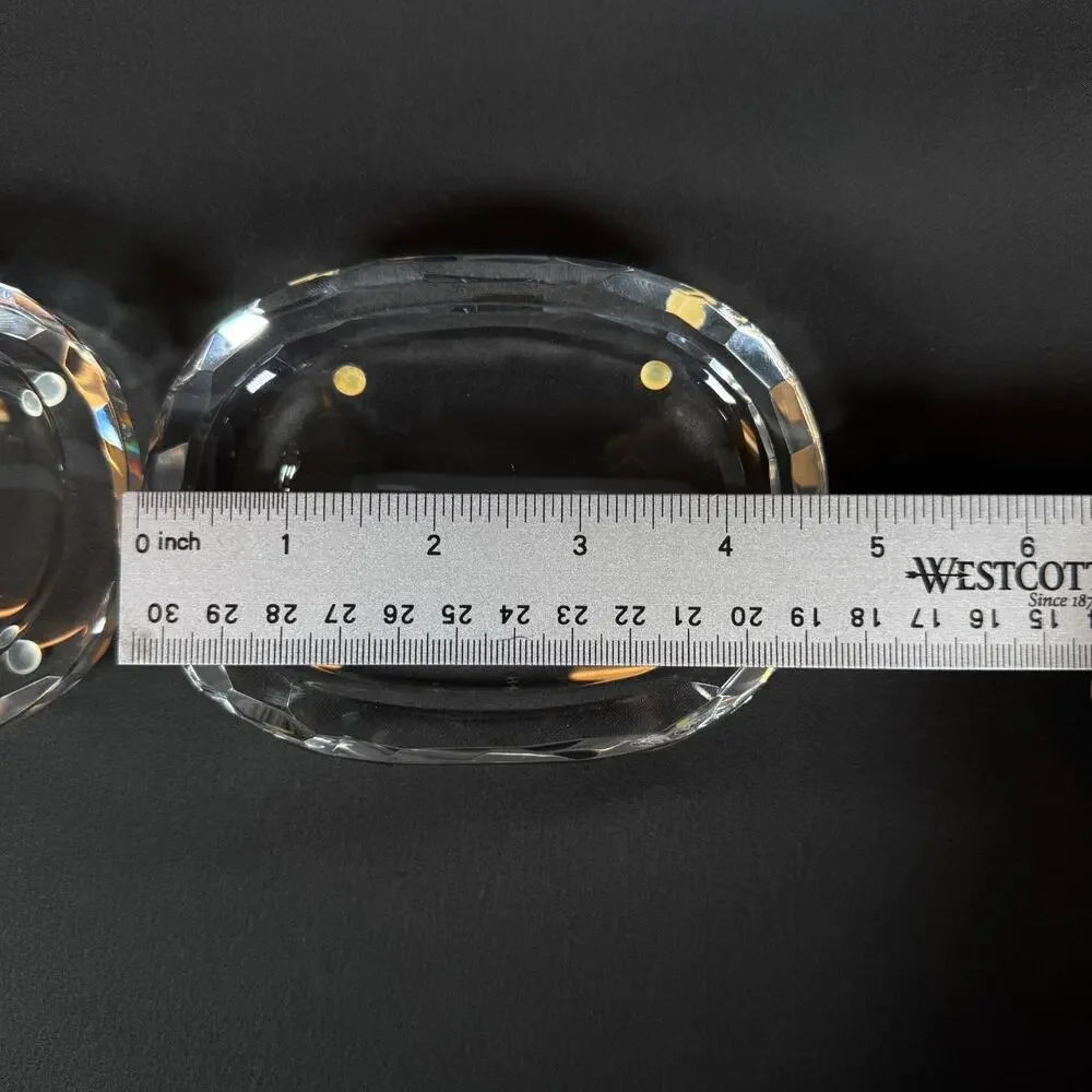 Lot of 2 Oleg Cassini Saks Fifth Avenue Crystal Glass Oval SOAP Dish 4.5